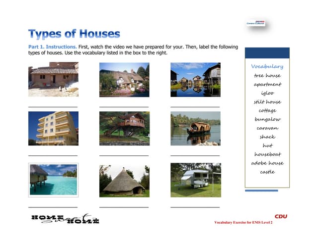 Types of homes worksheet | PPT