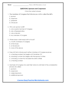 how a bill becomes a law worksheet answers