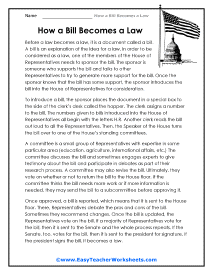 how a bill becomes a law worksheet answers
