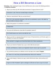 How a Bill Becomes a Law Worksheet.docx - How a Bill Becomes a Law ...