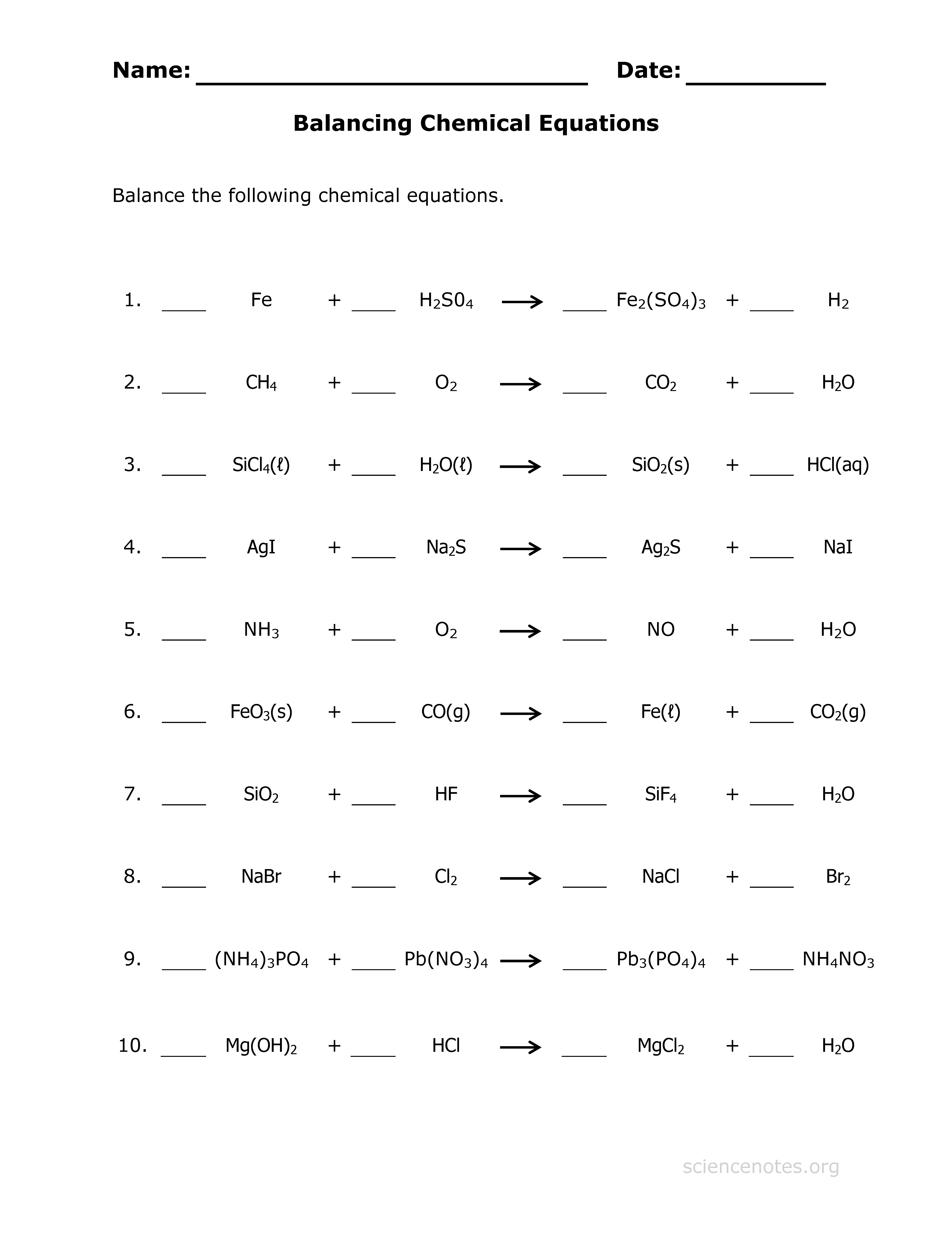 how chemical reacions work worksheet