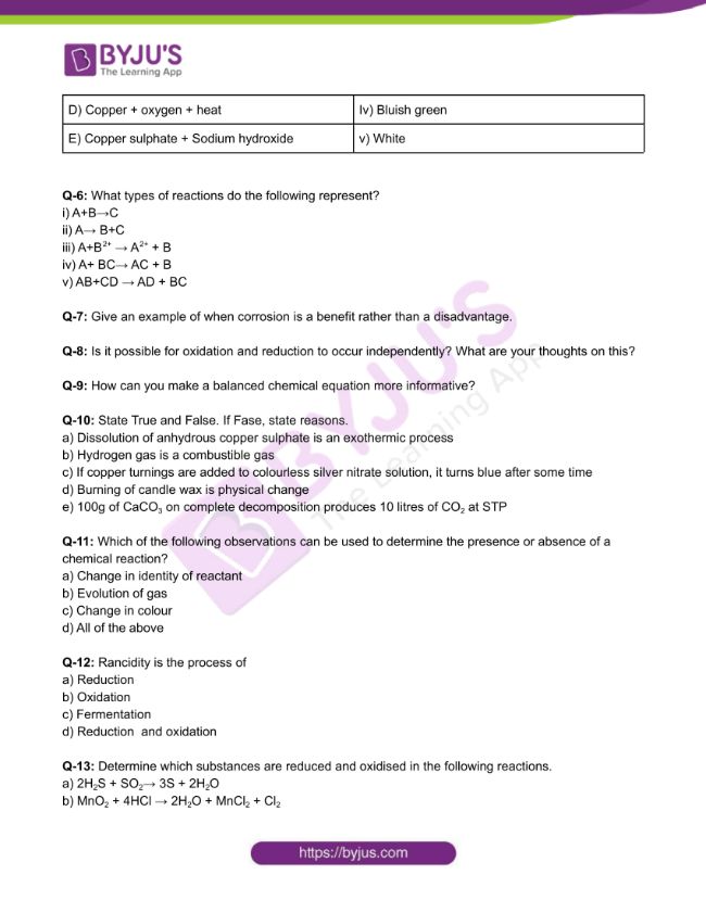 how chemical reacions work worksheet