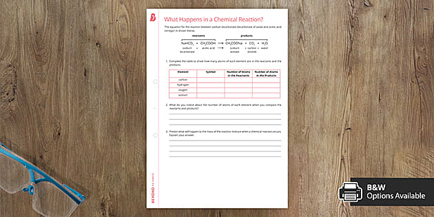 What Happens in a Chemical Reaction? Worksheet | Beyond