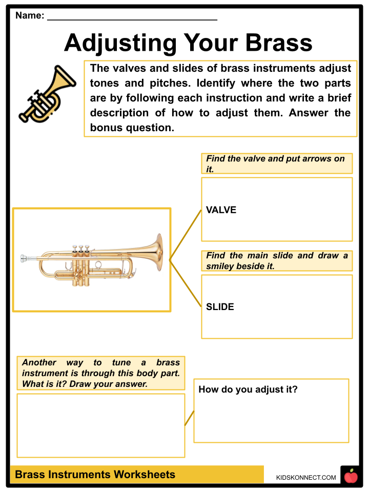 Brass Instruments Worksheets Types, Famous Musicians, History