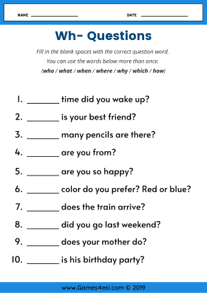 400 Wh-questions English ESL worksheets pdf &  doc