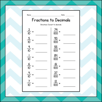 how to convert fractions to decimals worksheet