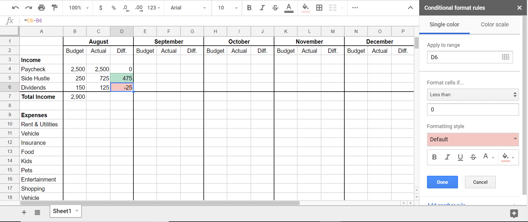 How To Make A Budget In Google Sheets And Microsoft Excel