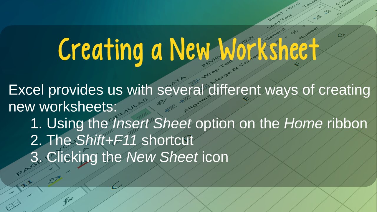 How to Create New Worksheets in Microsoft Excel