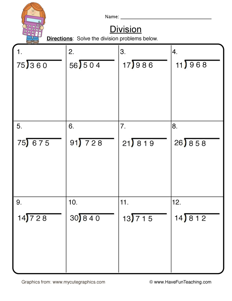 Long Division Worksheet  