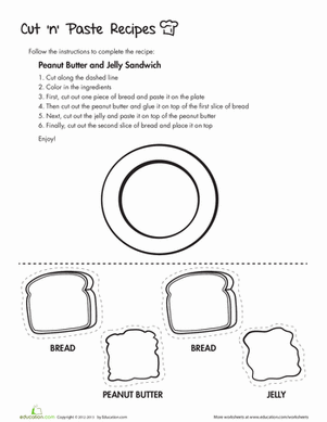 how to make a peanut butter and jelly sandwich worksheet