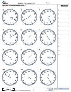 Reading Clocks Lesson Plans &  Worksheets Reviewed by Teachers