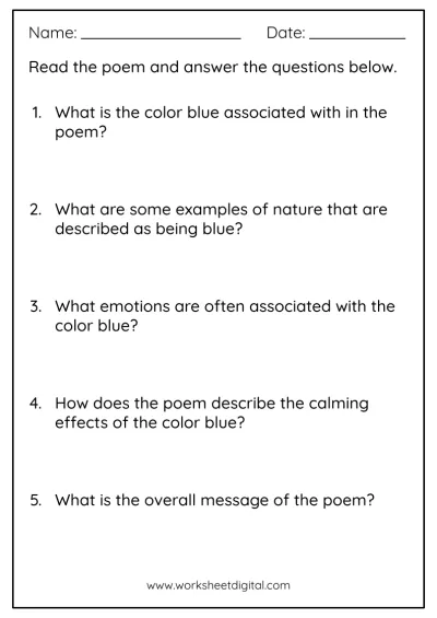 Poem reading comprehension ESL worksheet by sweetsuna Worksheets Poem reading comprehension ESL worksheet by sweetsuna Worksheets