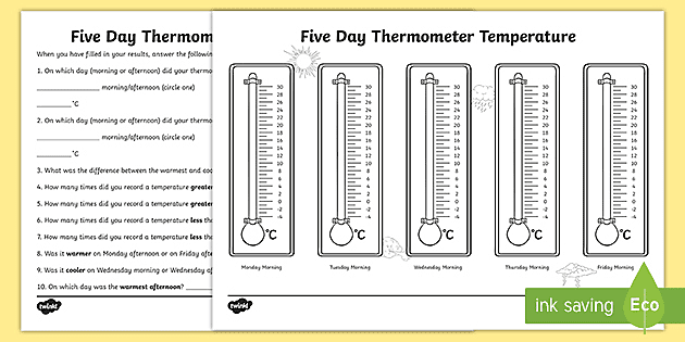 how to read a thermometer worksheet