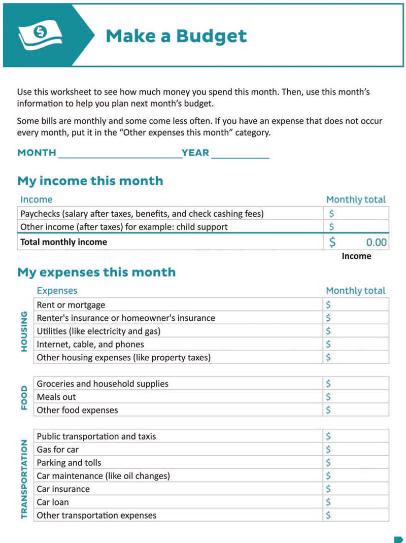 how to set up a budget worksheet