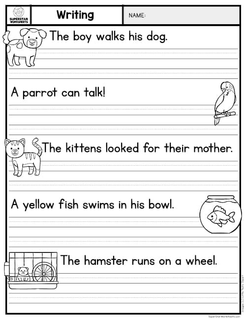 Kindergarten Writing Sentences Worksheets -Worksheets Library