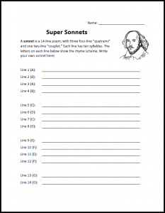 how to write a sonnet worksheet
