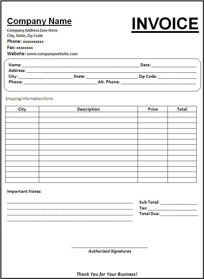 Shipping Invoice Template | Free Word Templates