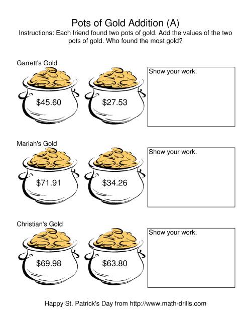 St. Patricks Day Adding Money to $200.00 -- Pots of Gold (A)