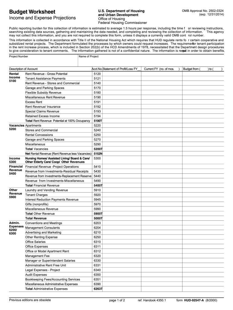 Hud 92547 Worksheet - Fill Online, Printable, Fillable, Blank ...