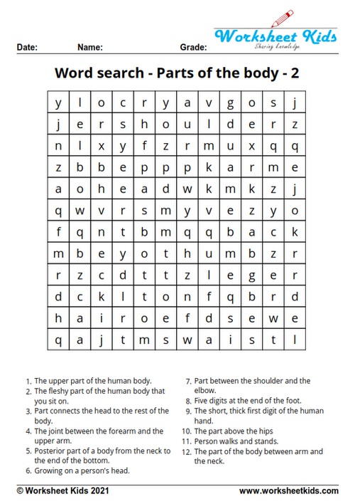 Body parts worksheet and activities for preschoolers and ...