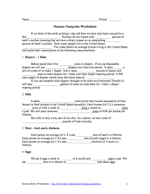 Human Footprint Worksheet - Fill and Sign Printable Template Online