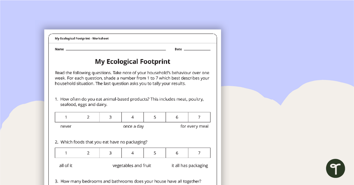 My Ecological Footprint with Answer Key NATS 101 Assignments Worksheets Library