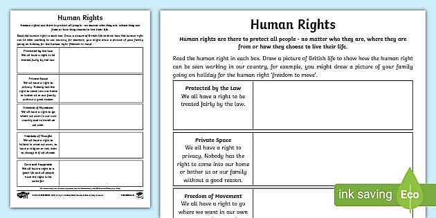 human rights day activity worksheet for preschoolers
