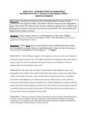 Picos Oration on the Dignity of Man Assignment.docx - HUM 1020 ...