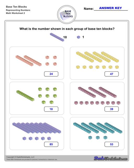 Base Ten Blocks - Math Worksheets