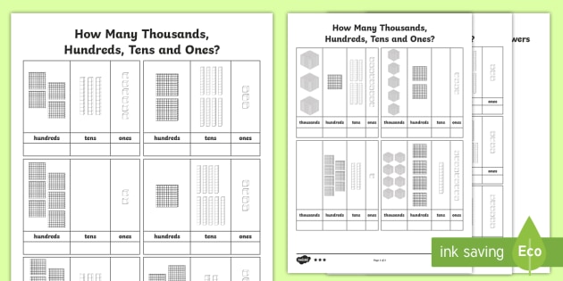 Thousands Place Value Worksheet (teacher made) - Twinkl