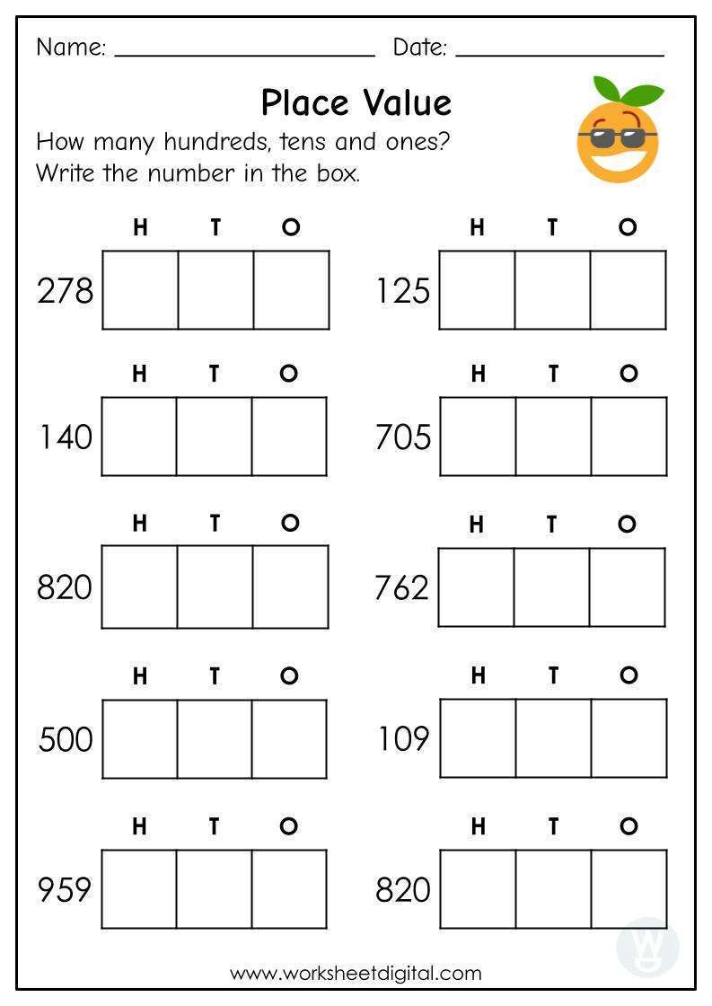 hundreds tens and ones worksheet