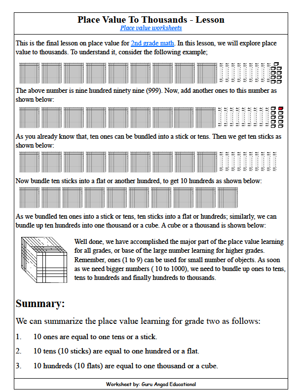 2nd Grade Math - Place Value To Thousands Lessons &  Worksheets ...