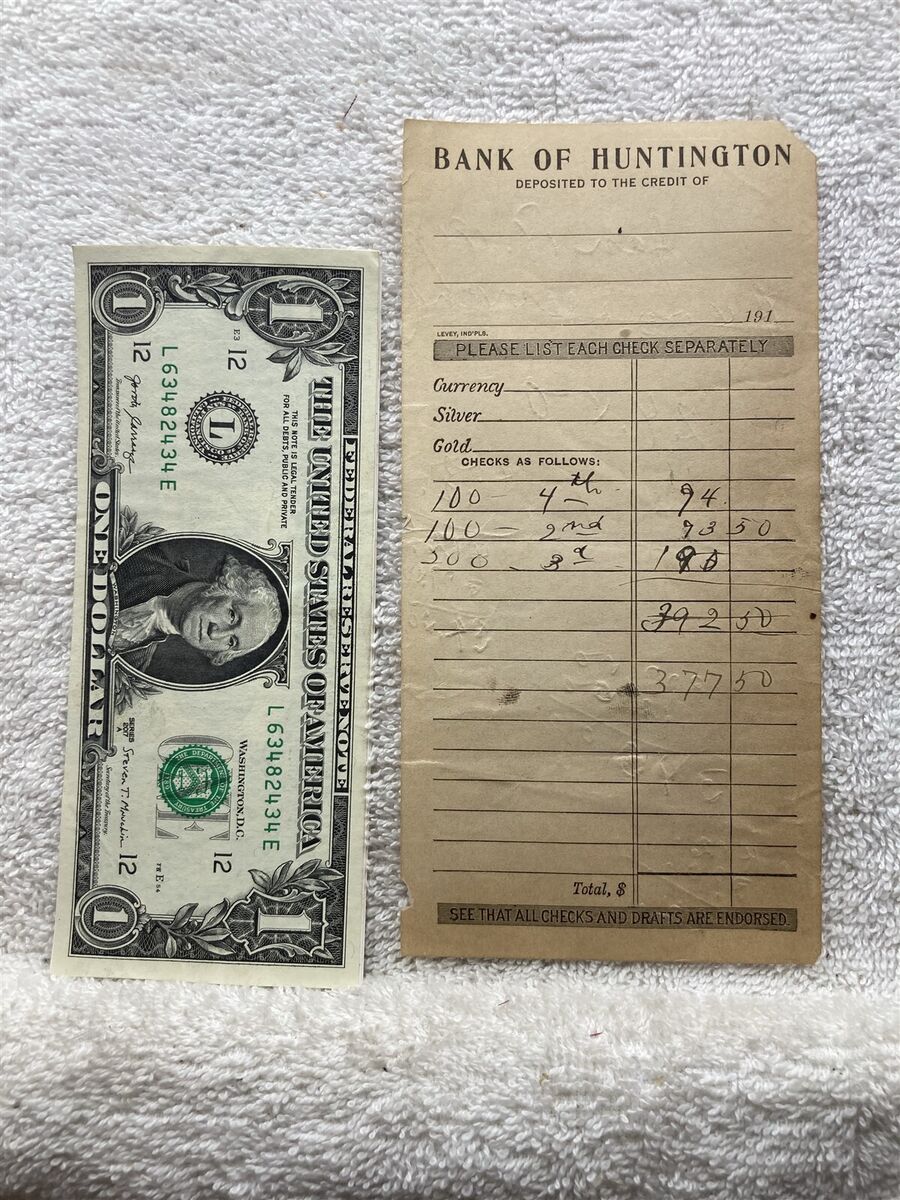 1919 Bank of Huntington Deposit Slip New Jersey NJ Vtg