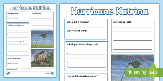 Hurricane Katrina Fact File Template (Lehrer gemacht)
