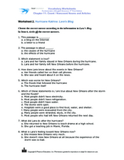 Hurricane Katrina: Laras Blog Worksheet for 5th - 7th Grade ...
