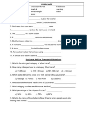 Hurricane Katrina Worksheet | PDF