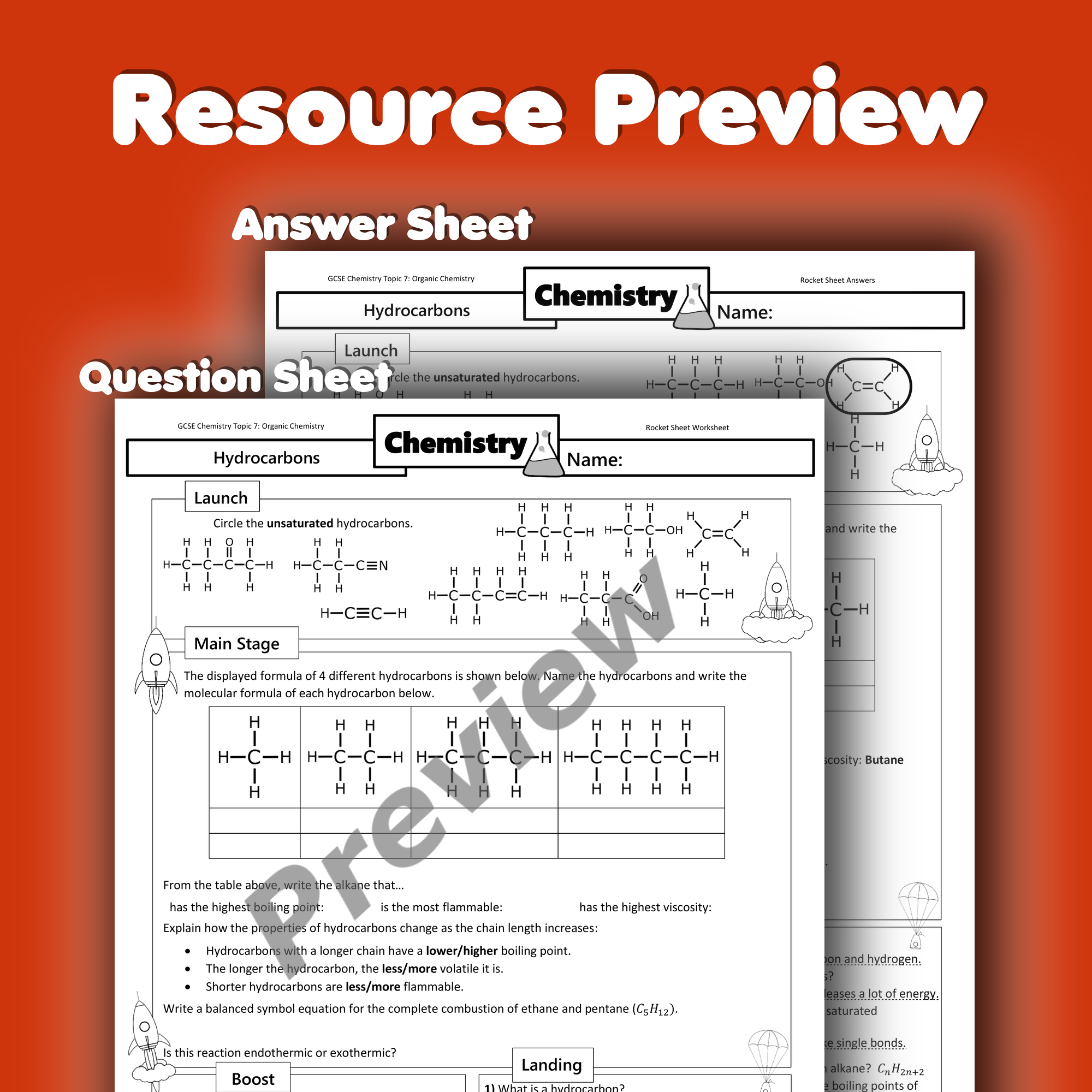 Hydrocarbons Home Learning Worksheet GCSE