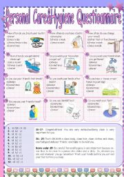 Personal hygiene worksheets
