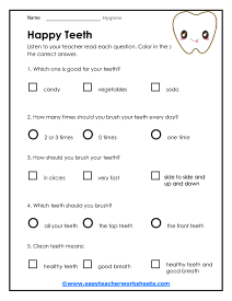 hygiene worksheet for adults
