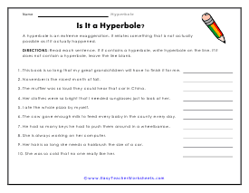 Hyperbole Worksheets