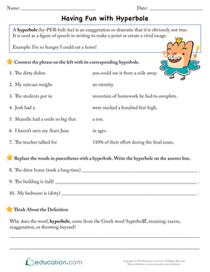 Having Fun with Hyperbole | Worksheet 
