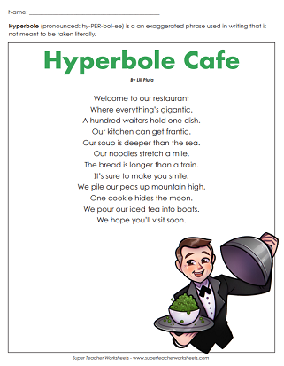 Hyperbole Worksheets (Figurative Language)