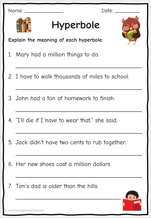 Hyperbole Worksheets | Free English Worksheets