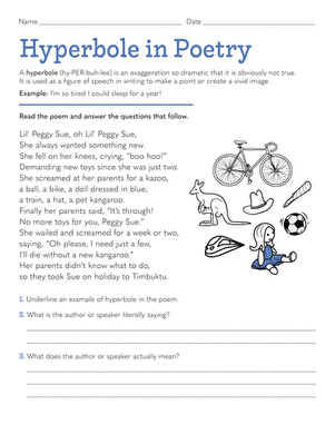 Hyperbole in Poetry | Worksheet 