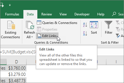 Break a link to an external reference in Excel - Microsoft Support