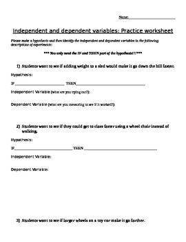 hypothesis and variable practice worksheet by Nicole Bailey worksheets library