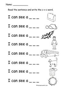 I Can See CVC Words Worksheet for 1st - 2nd Grade | Lesson Planet