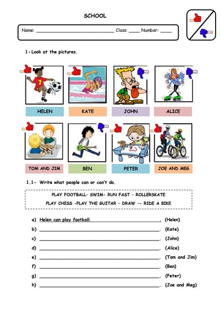 Modal auxiliary verb can: worksheet | PDF
