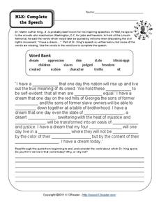 i have a dream worksheet answers