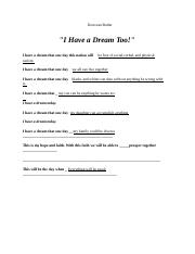 i have a dream worksheet answers
